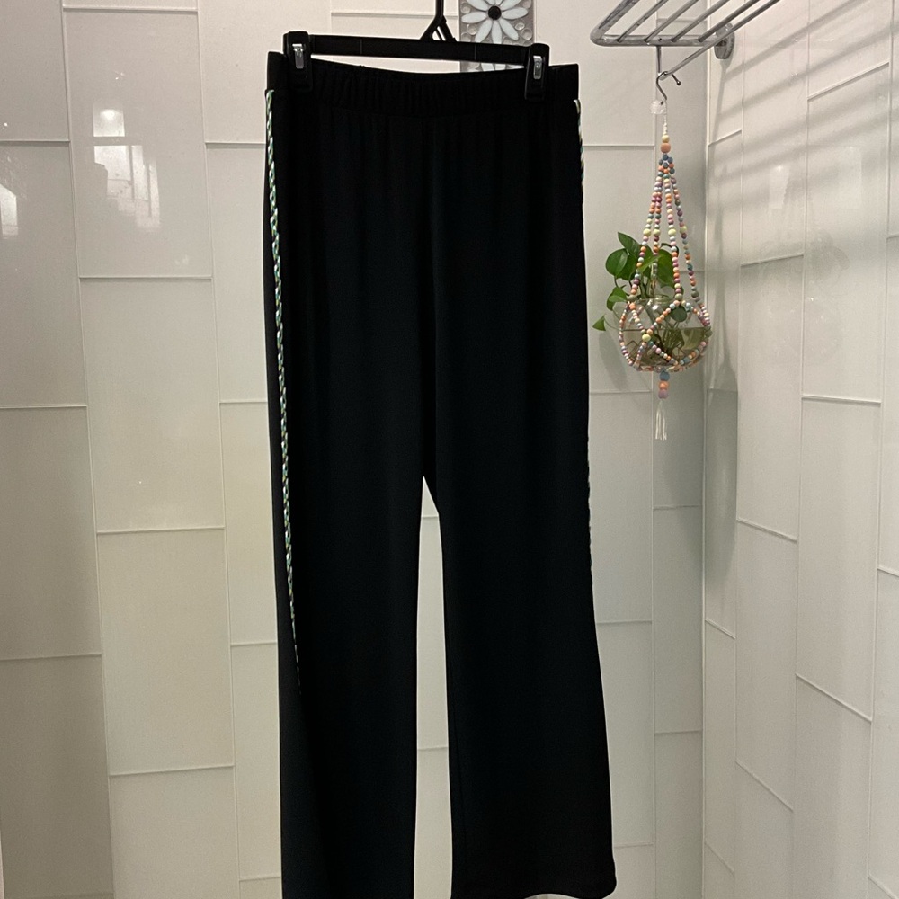 NWT$210 Jade by Johnny Was SMALL Nara Matte Jersey Crop Pants Black